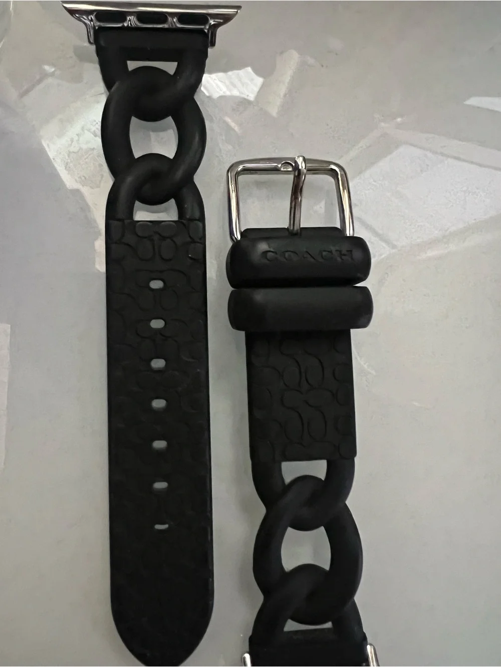 Coach Black Silicone Link Apple Watch Band for 38mm or 40 mm